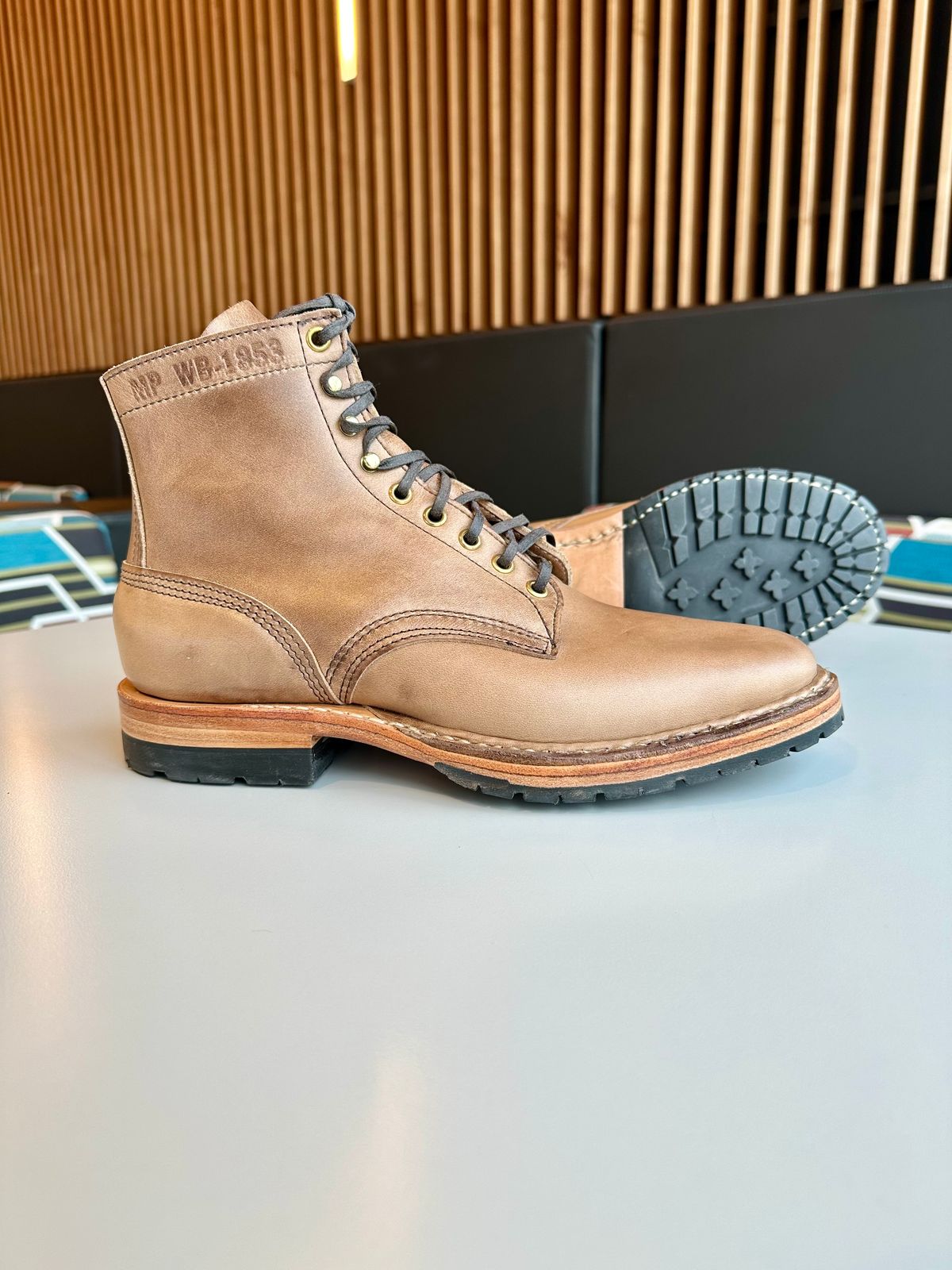 Photo by RUNNOFT on November 30, 2025 of the White's MP-Sherman Plain Toe in Horween Natural Chromexcel.