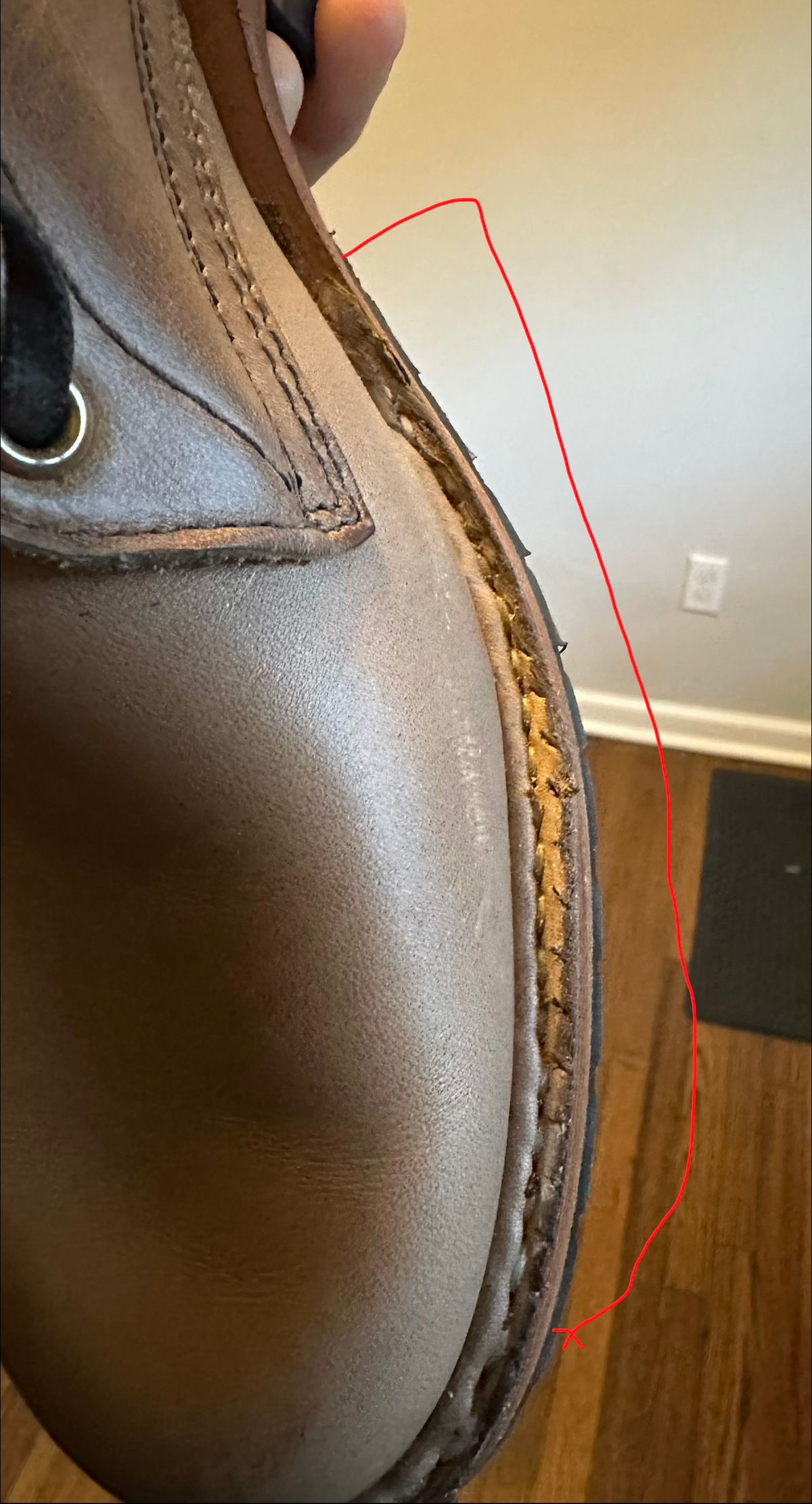 Photo by RUNNOFT on January 13, 2026 of the White's MP-Sherman Plain Toe in Horween Natural Chromexcel.