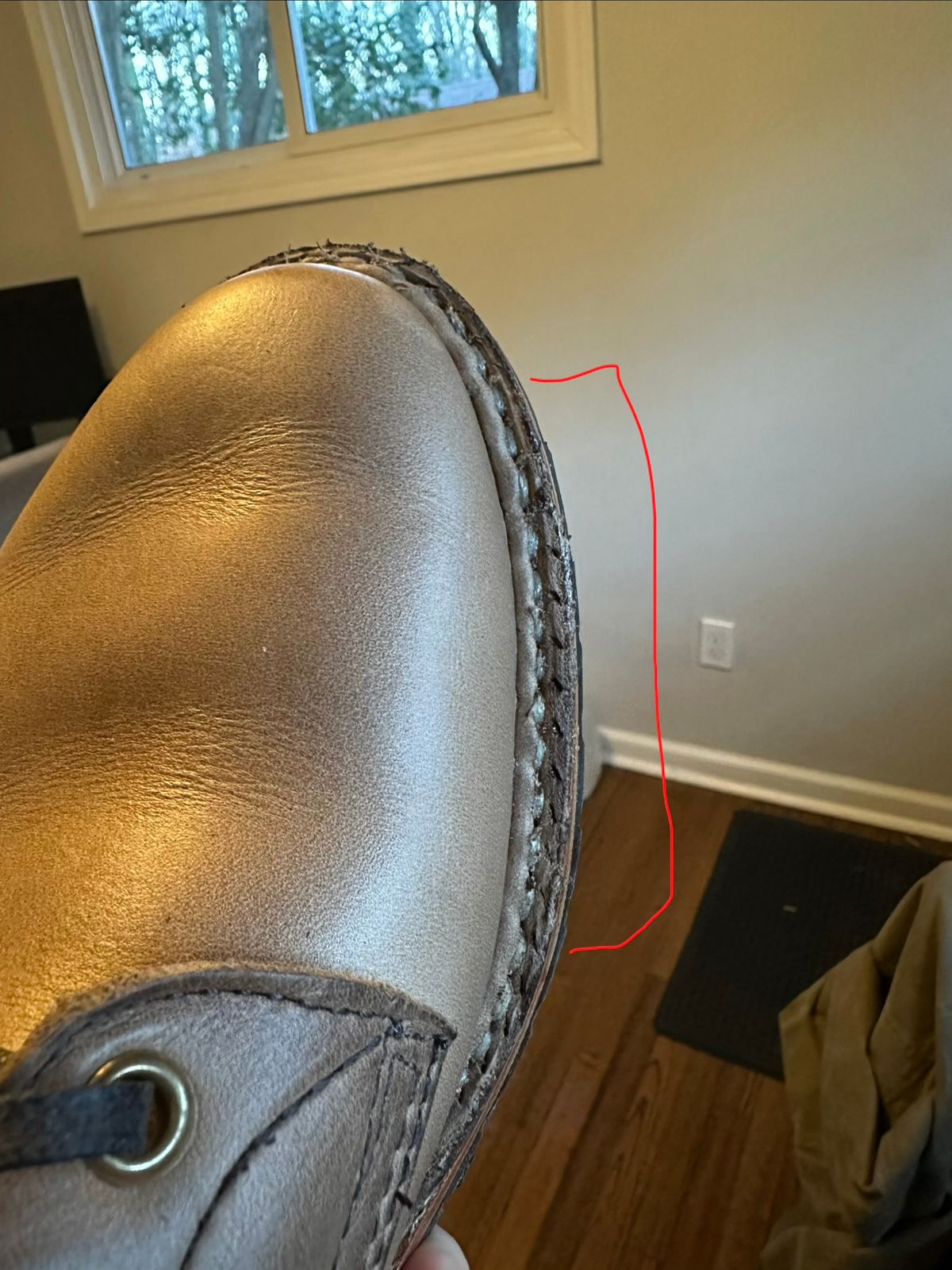 Photo by RUNNOFT on January 13, 2026 of the White's MP-Sherman Plain Toe in Horween Natural Chromexcel.