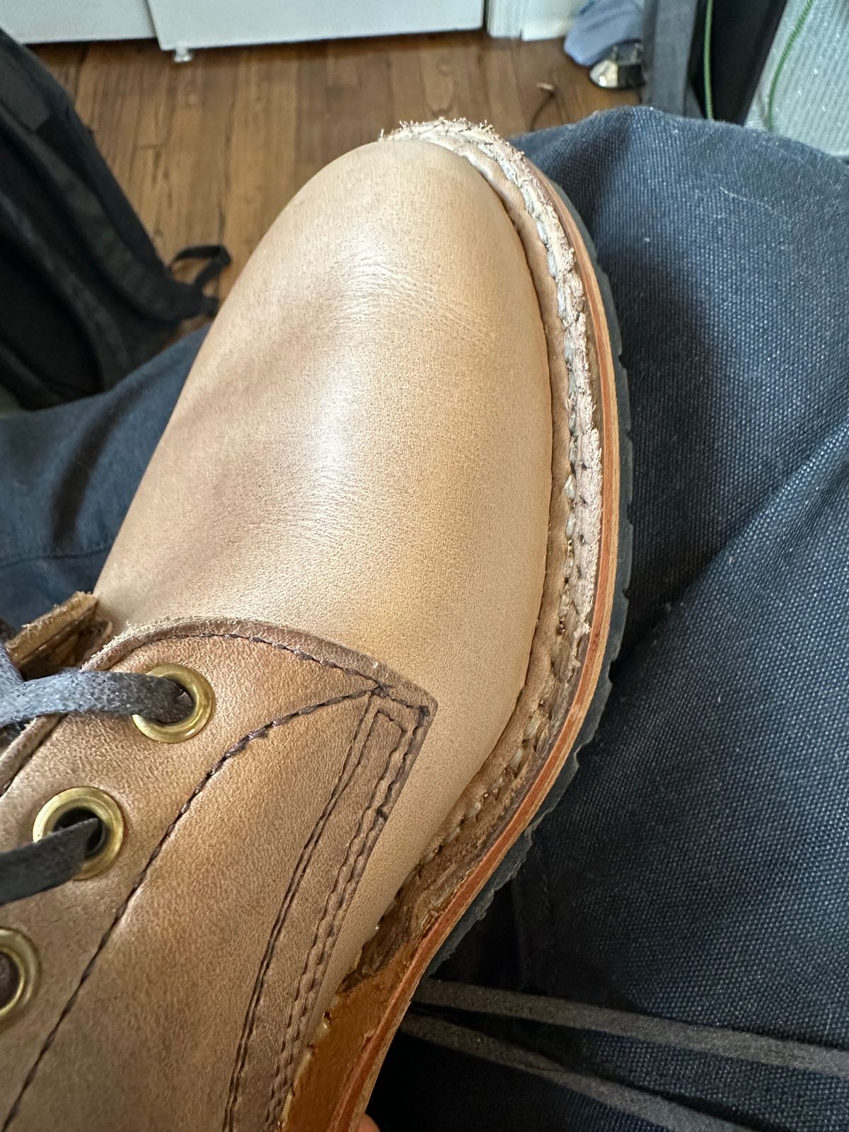 Photo by RUNNOFT on January 31, 2026 of the White's MP-Sherman Plain Toe in Horween Natural Chromexcel.