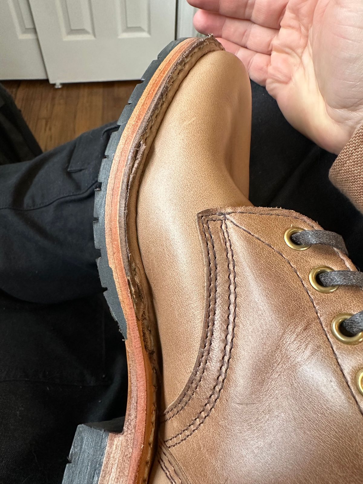 Photo by RUNNOFT on January 31, 2026 of the White's MP-Sherman Plain Toe in Horween Natural Chromexcel.