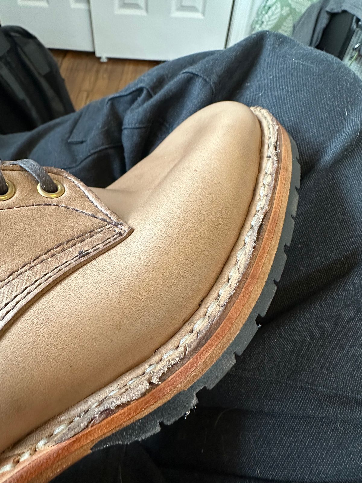 Photo by RUNNOFT on January 31, 2026 of the White's MP-Sherman Plain Toe in Horween Natural Chromexcel.
