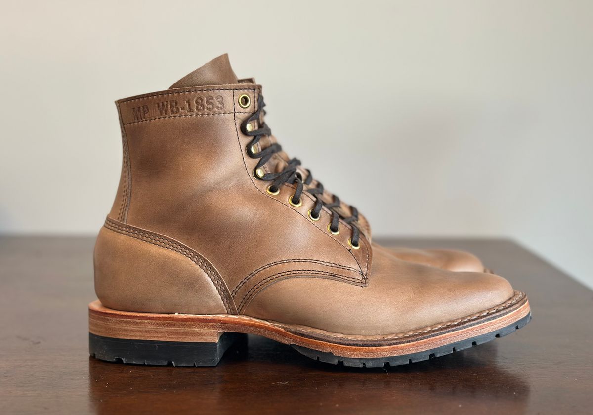 Photo by RUNNOFT on March 31, 2026 of the White's MP-Sherman Plain Toe in Horween Natural Chromexcel.