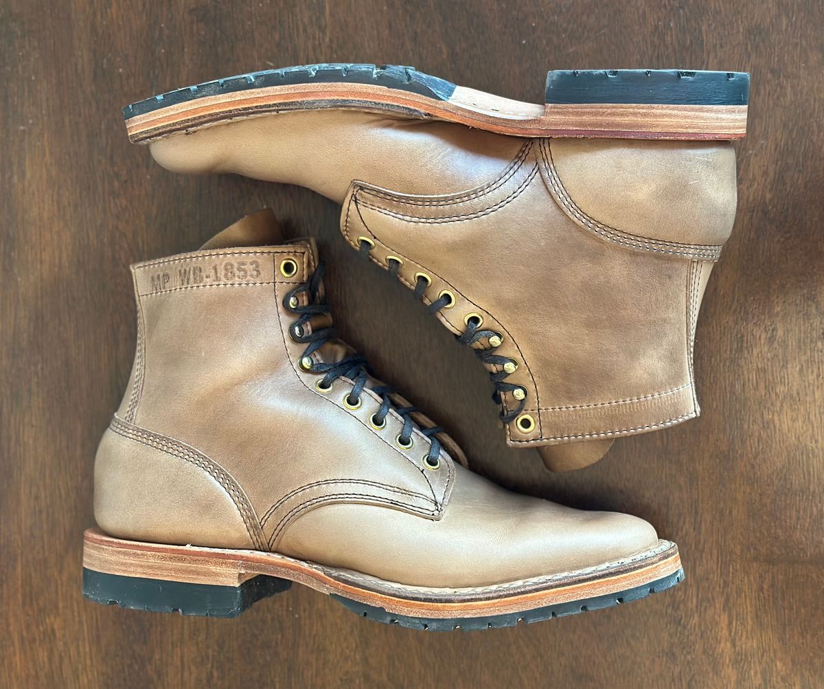 Photo by RUNNOFT on March 31, 2026 of the White's MP-Sherman Plain Toe in Horween Natural Chromexcel.