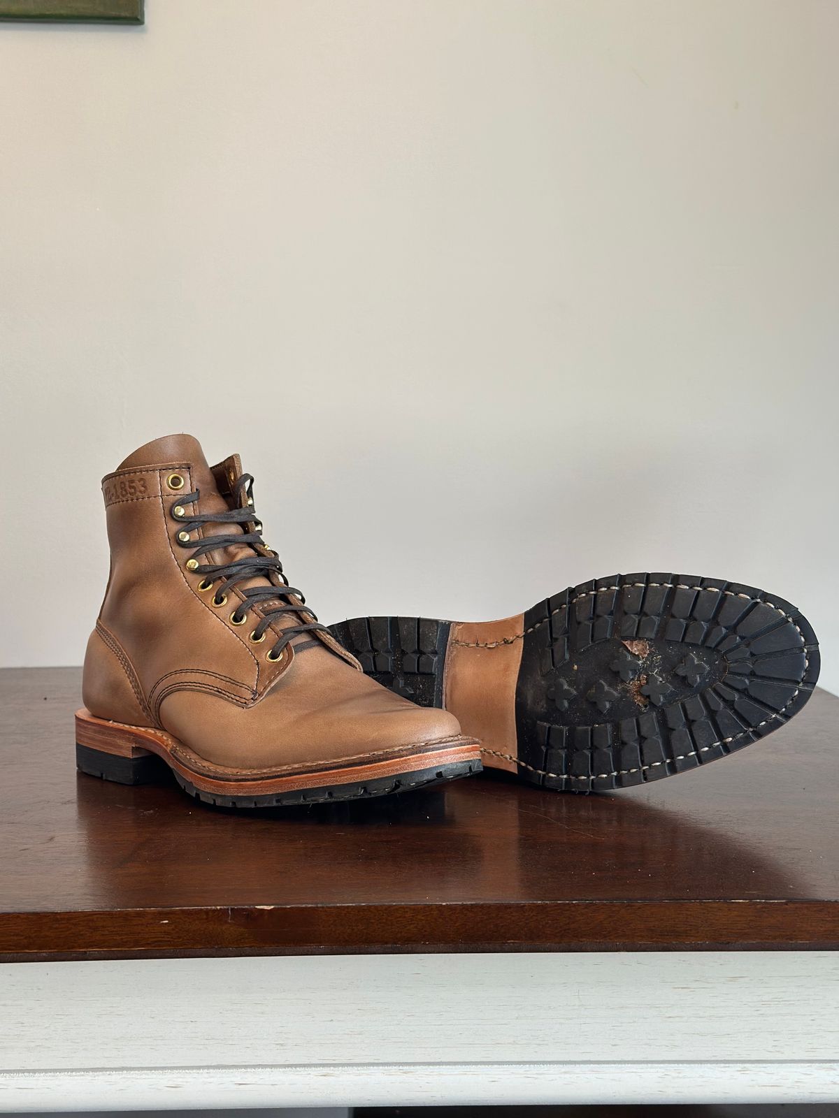 Photo by RUNNOFT on March 31, 2026 of the White's MP-Sherman Plain Toe in Horween Natural Chromexcel.
