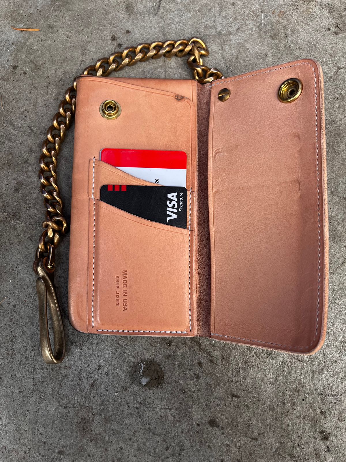 Photo by shredwin.206 on November 1, 2025 of the Ship John Gibson Wallet in Hermann Oak Veg Tan.