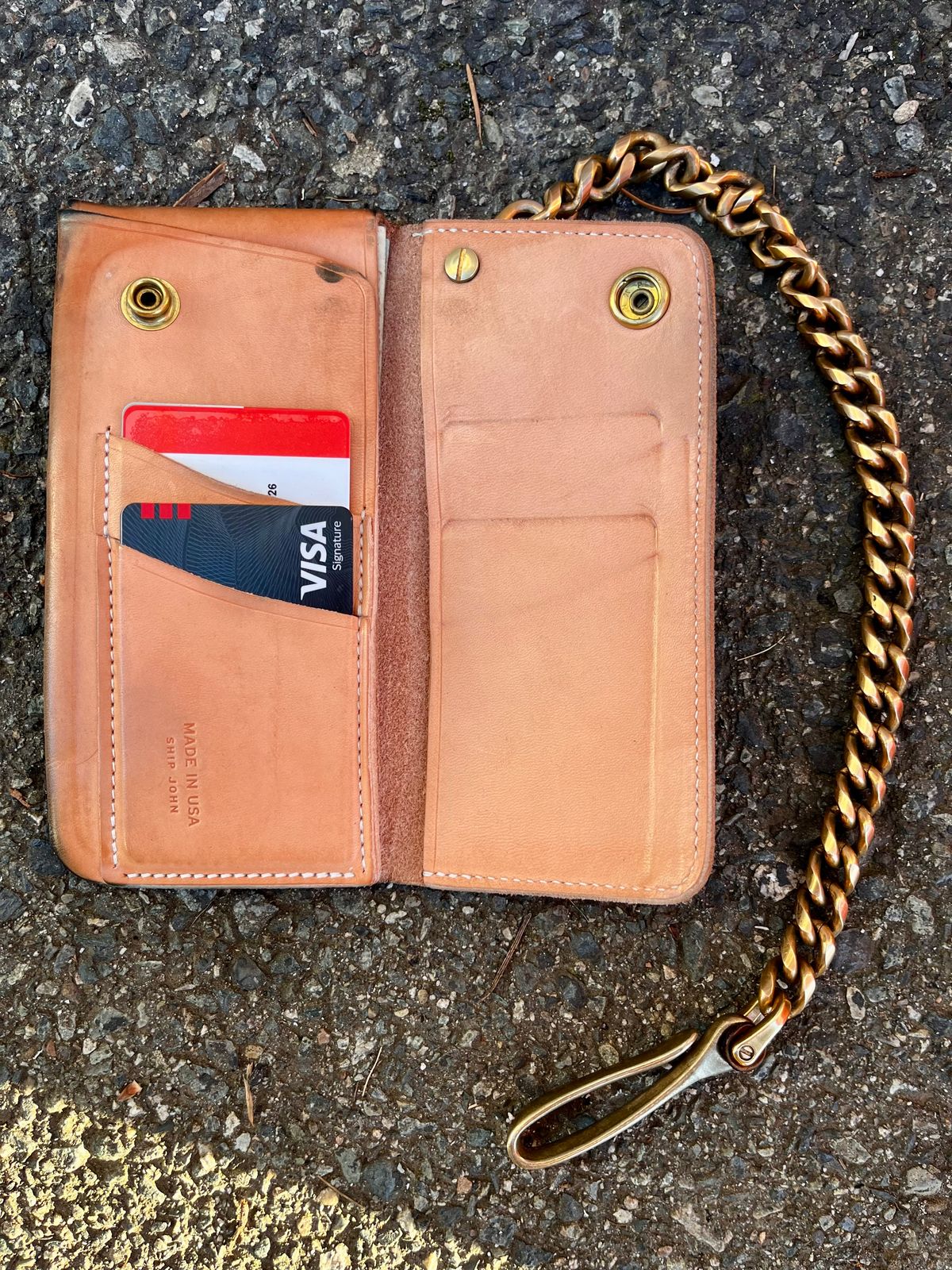 Photo by shredwin.206 on March 1, 2026 of the Ship John Gibson Wallet in Hermann Oak Veg Tan.