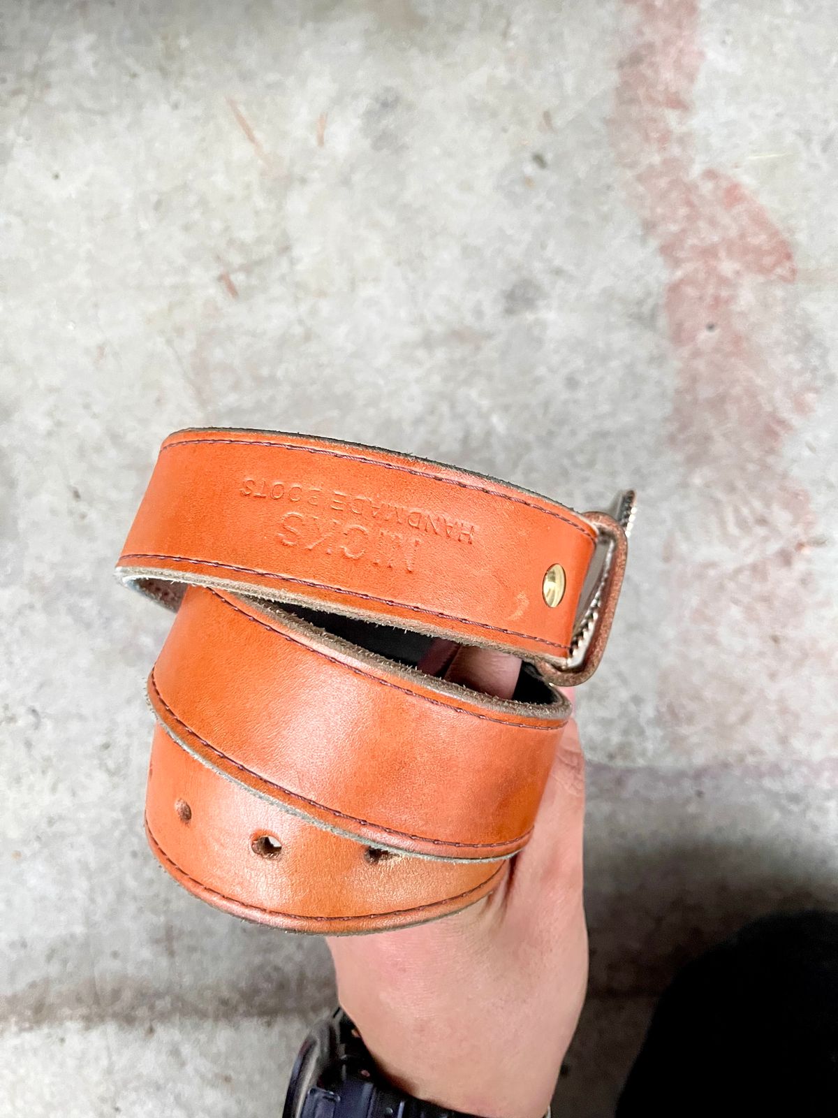 Photo by shredwin.206 on January 3, 2026 of the Nicks Heritage Belt in Wickett & Craig Tan English Bridle.