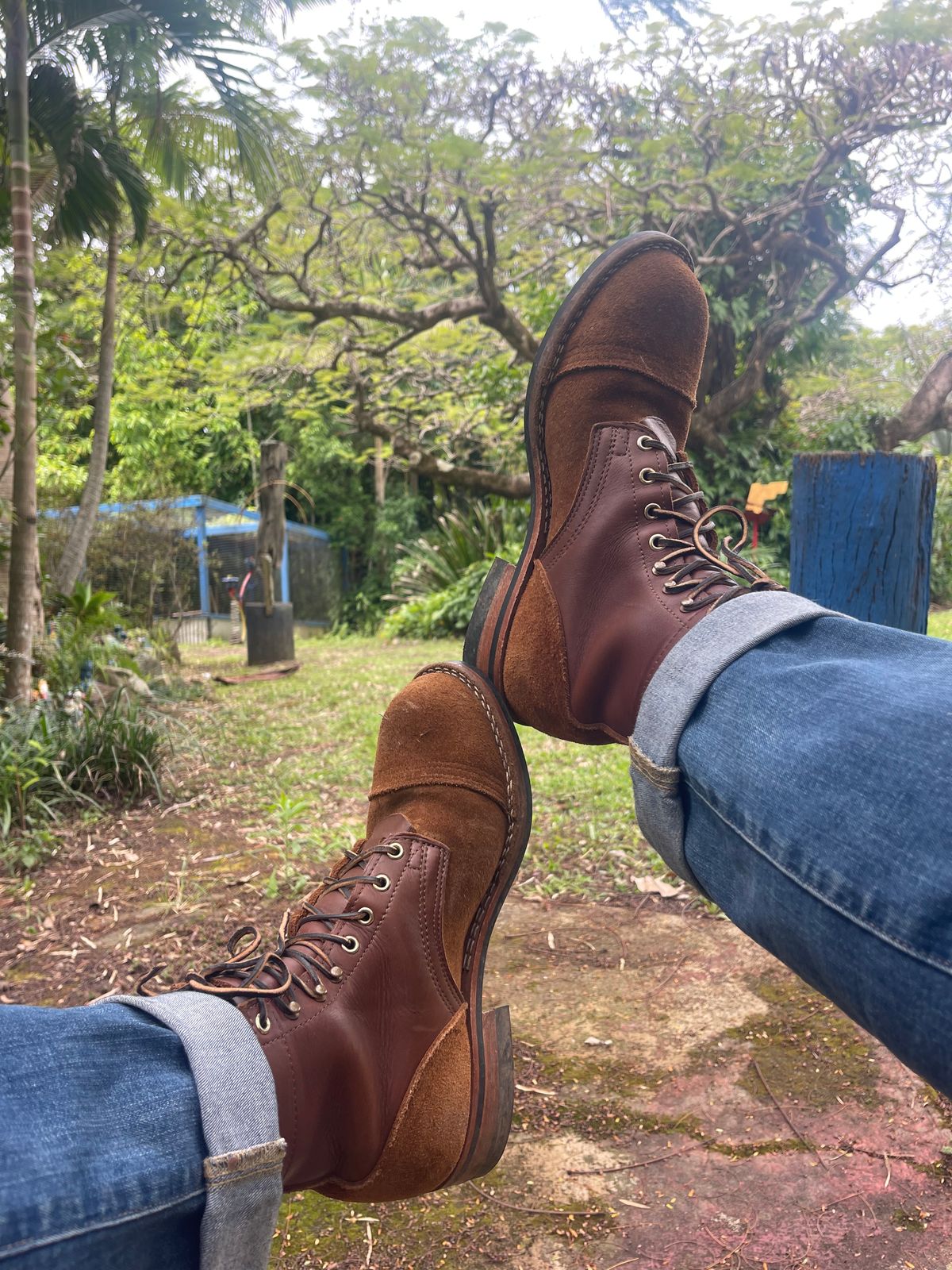 Photo by Alecs_boots on October 14, 2024 of the Nicks Americana in Seidel 1964 Brown Roughout & Seidel 1964 Brown.