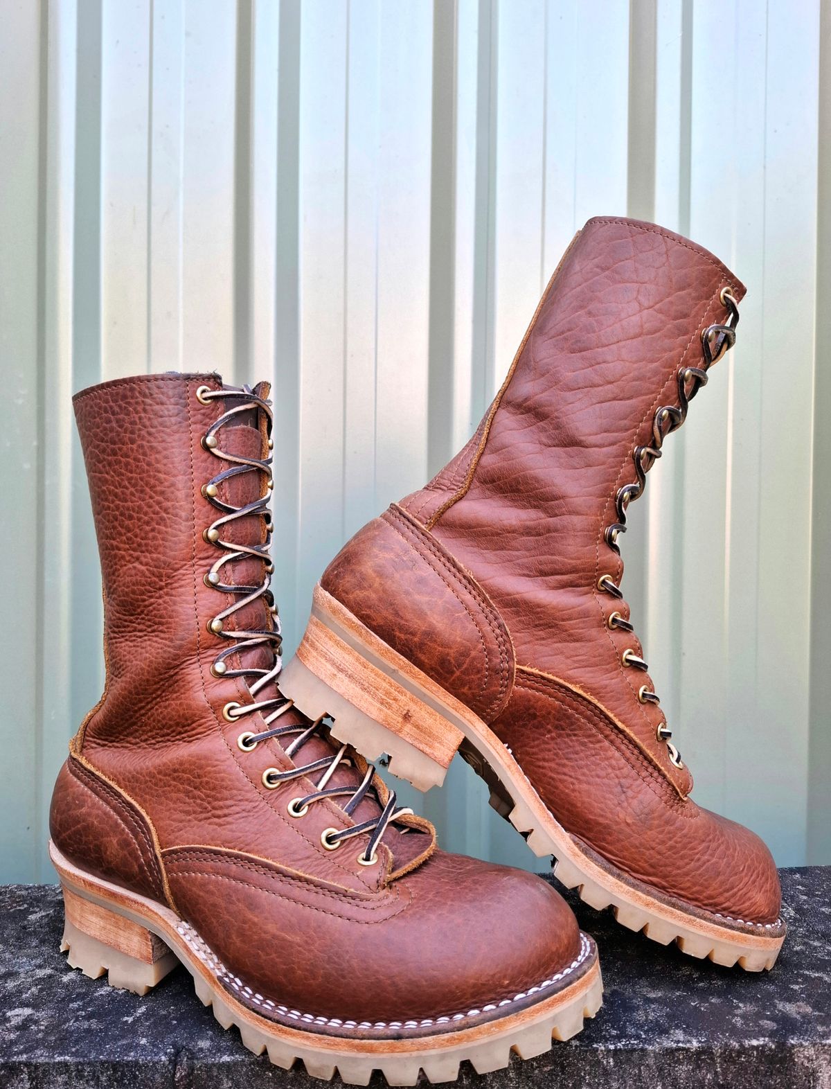 Photo by Alecs_boots on August 16, 2025 of the Nicks Lace to Toe Work in Seidel Peanut Tuscon Bison.