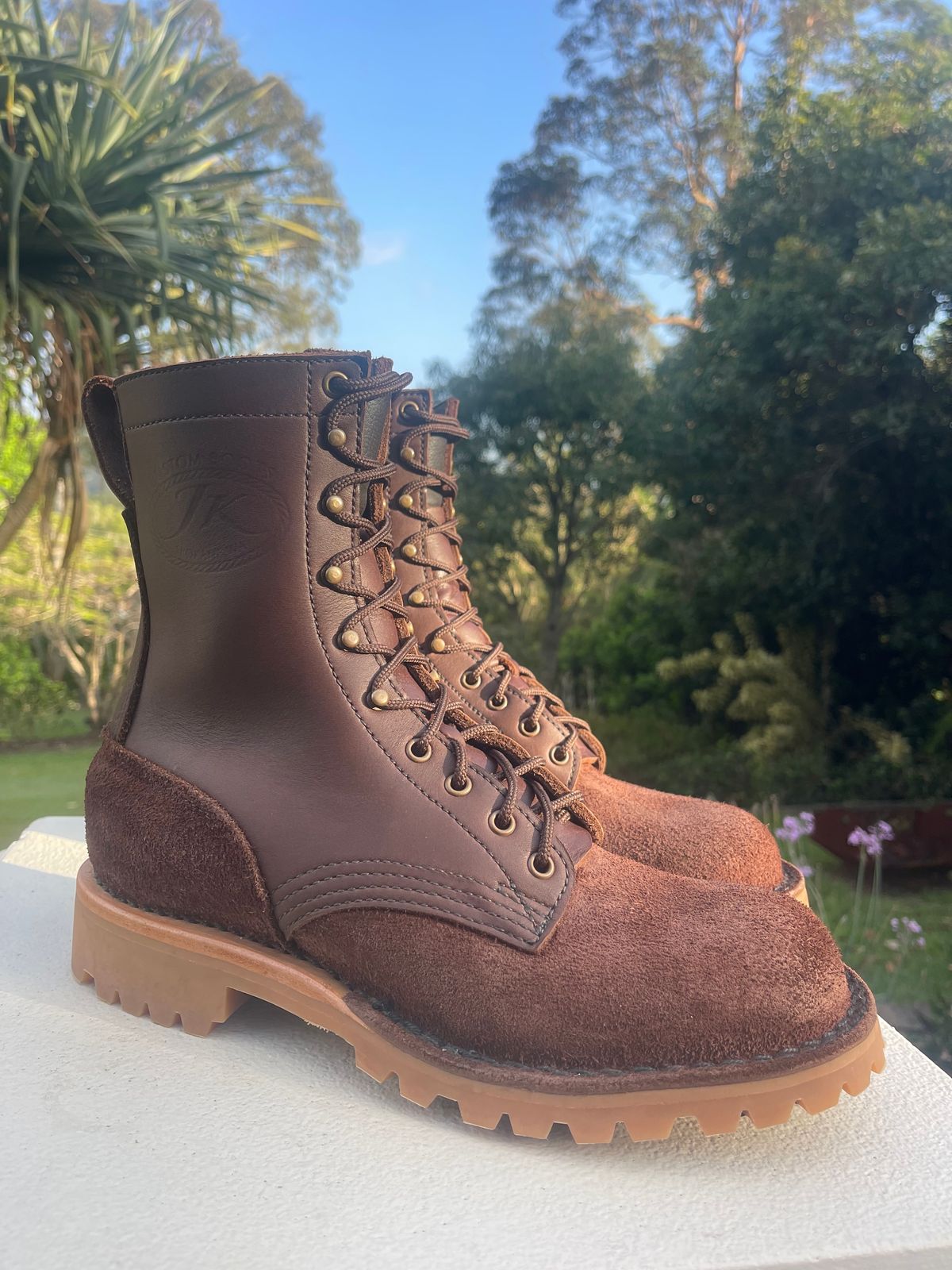 Photo by Alecs_boots on October 19, 2024 of the JK Boots O.T. in Seidel Brown Oil Tan & Seidel Brown Oil Tan Roughout.