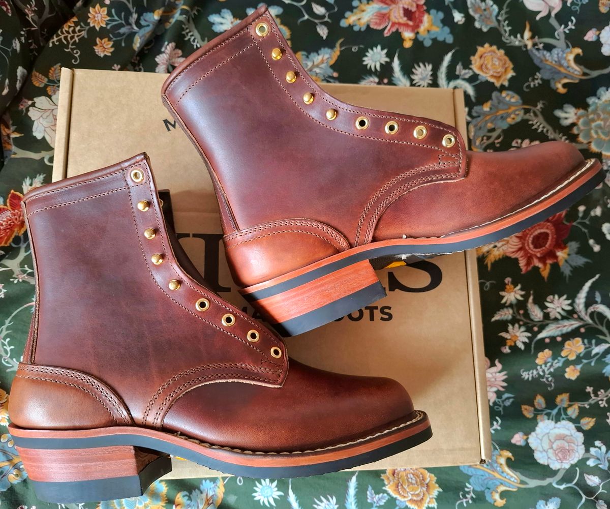 Photo by Alecs_boots on August 6, 2025 of the Nicks TD64 - Maker's Collection in Wickett & Craig Buck Brown Double Stuffed.