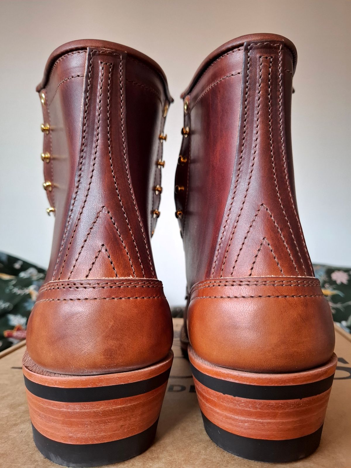 Photo by Alecs_boots on August 6, 2025 of the Nicks TD64 - Maker's Collection in Wickett & Craig Buck Brown Double Stuffed.