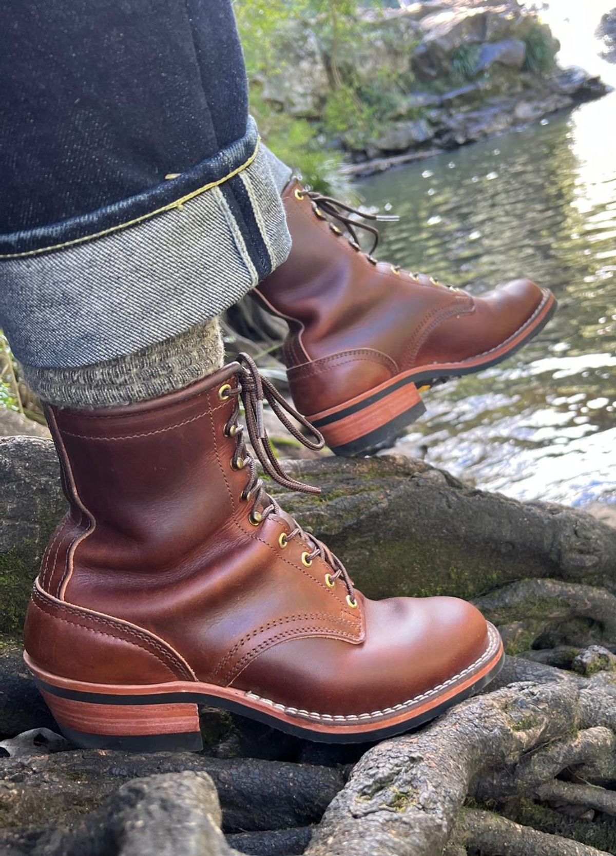 Photo by Alecs_boots on August 15, 2025 of the Nicks TD64 - Maker's Collection in Wickett & Craig Buck Brown Double Stuffed.