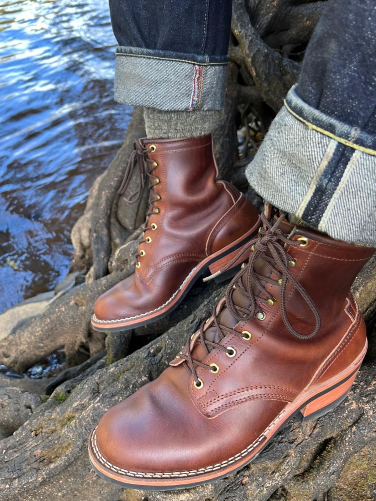 Photo by Alecs_boots on August 15, 2025 of the Nicks TD64 - Maker's Collection in Wickett & Craig Buck Brown Double Stuffed.