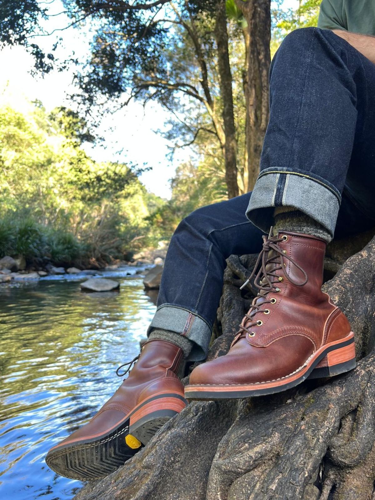 Photo by Alecs_boots on August 15, 2025 of the Nicks TD64 - Maker's Collection in Wickett & Craig Buck Brown Double Stuffed.