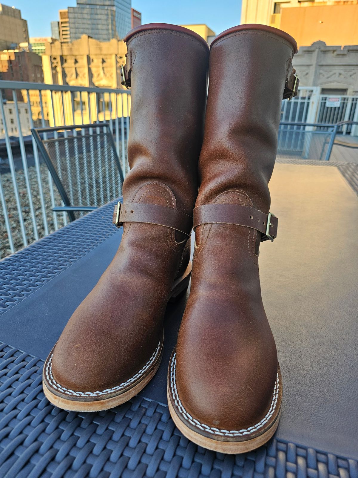 Photo by pbrDoug on October 1, 2025 of the Nicks StationMaster in Horween Ember Waxed Flesh.