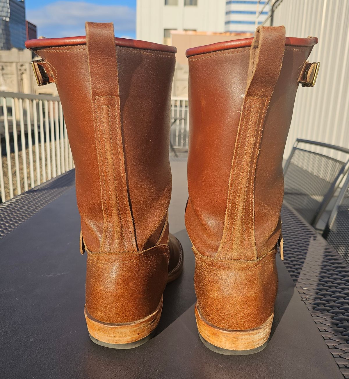 Photo by pbrDoug on November 2, 2025 of the Nicks StationMaster in Horween Ember Waxed Flesh.