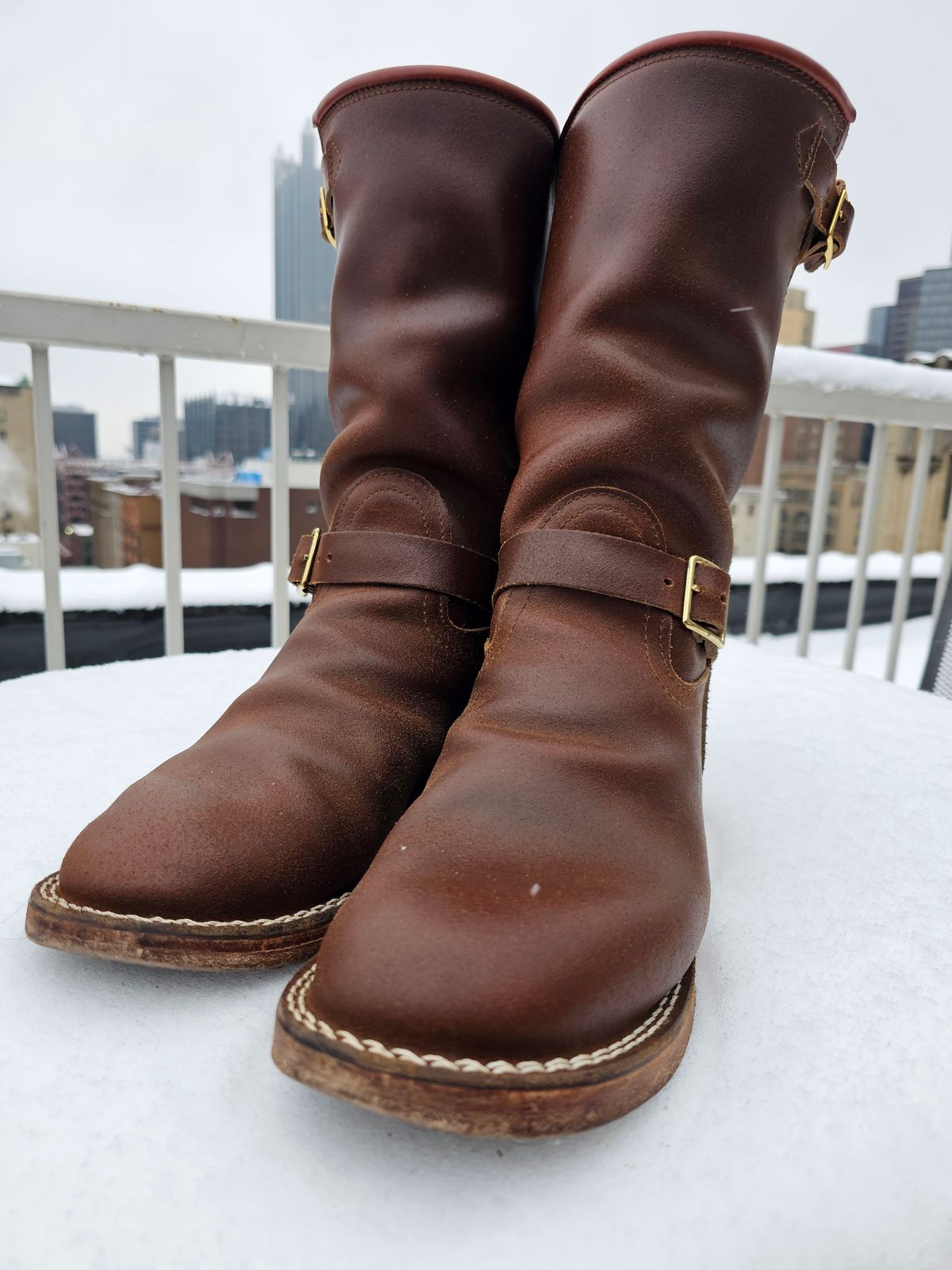 Photo by pbrDoug on December 2, 2025 of the Nicks StationMaster in Horween Ember Waxed Flesh.