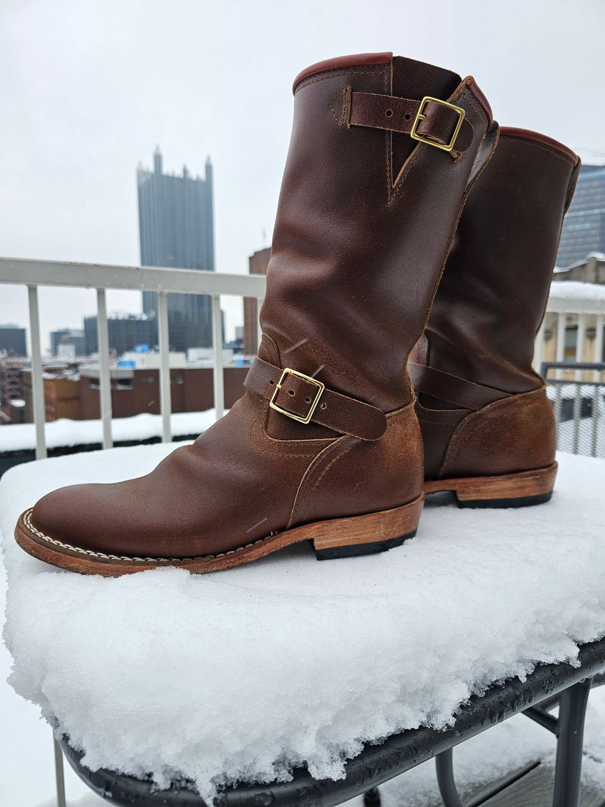 Photo by pbrDoug on December 2, 2025 of the Nicks StationMaster in Horween Ember Waxed Flesh.