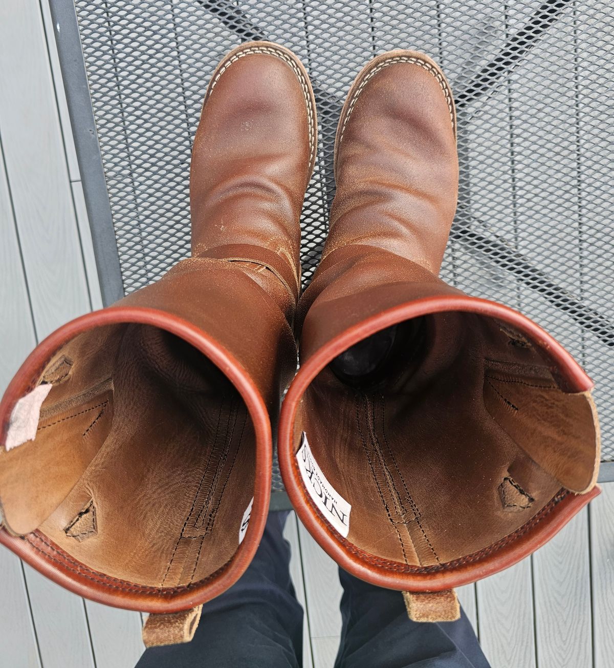 Photo by pbrDoug on April 2, 2026 of the Nicks StationMaster in Horween Ember Waxed Flesh.