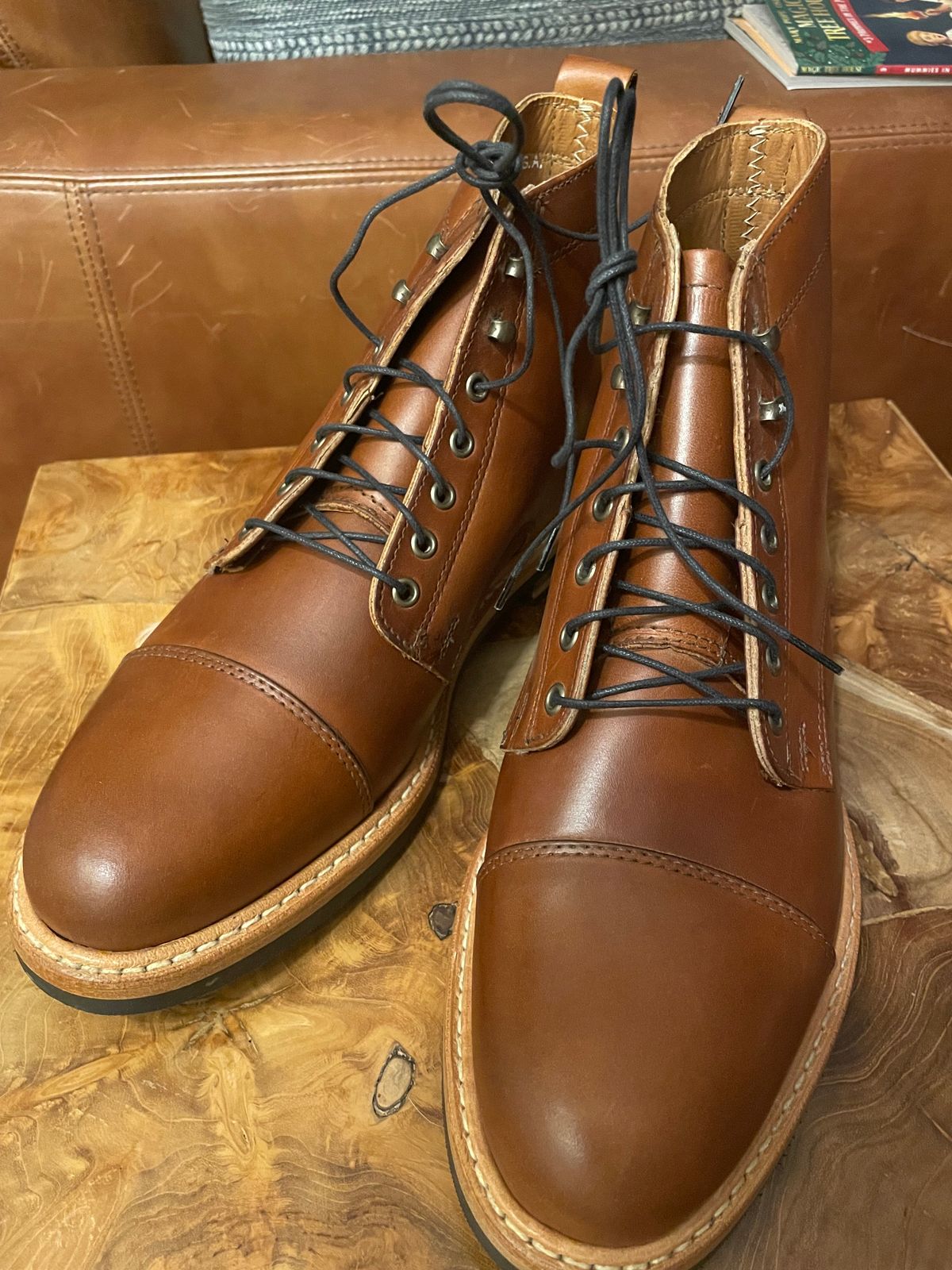 Photo by shoe_enjoy_myself on September 18, 2025 of the Rancourt & Co. Byron Boot in Horween Tan Bulldog.