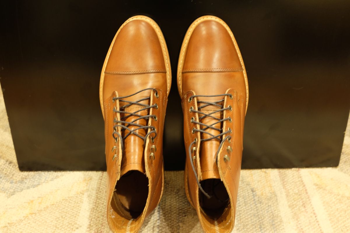 Photo by shoe_enjoy_myself on October 1, 2025 of the Rancourt & Co. Byron Boot in Horween Tan Bulldog.