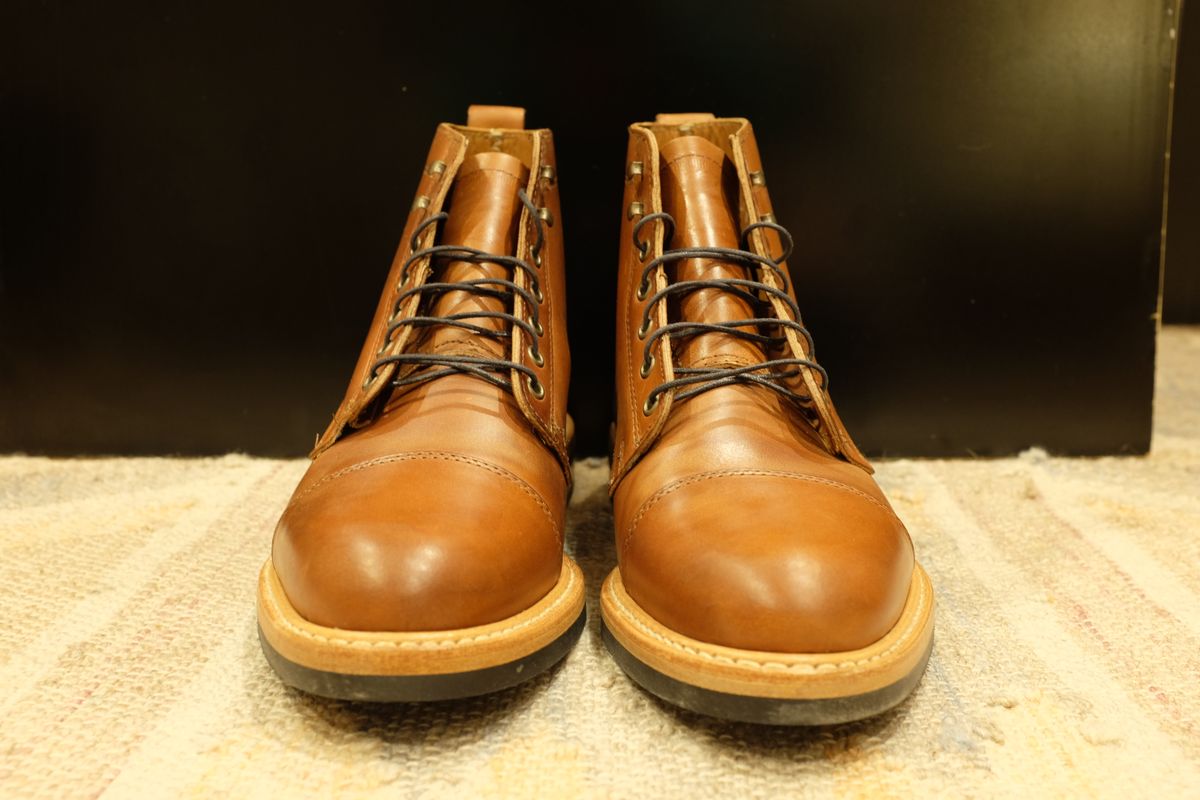 Photo by shoe_enjoy_myself on October 1, 2025 of the Rancourt & Co. Byron Boot in Horween Tan Bulldog.
