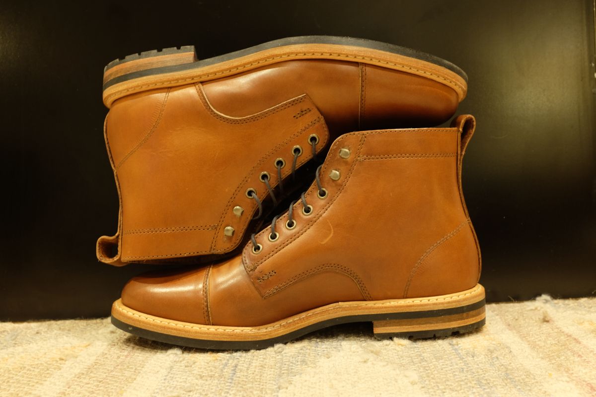 Photo by shoe_enjoy_myself on October 1, 2025 of the Rancourt & Co. Byron Boot in Horween Tan Bulldog.