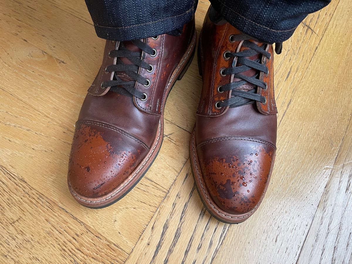 Photo by shoe_enjoy_myself on October 8, 2025 of the Rancourt & Co. Byron Boot in Horween Tan Bulldog.