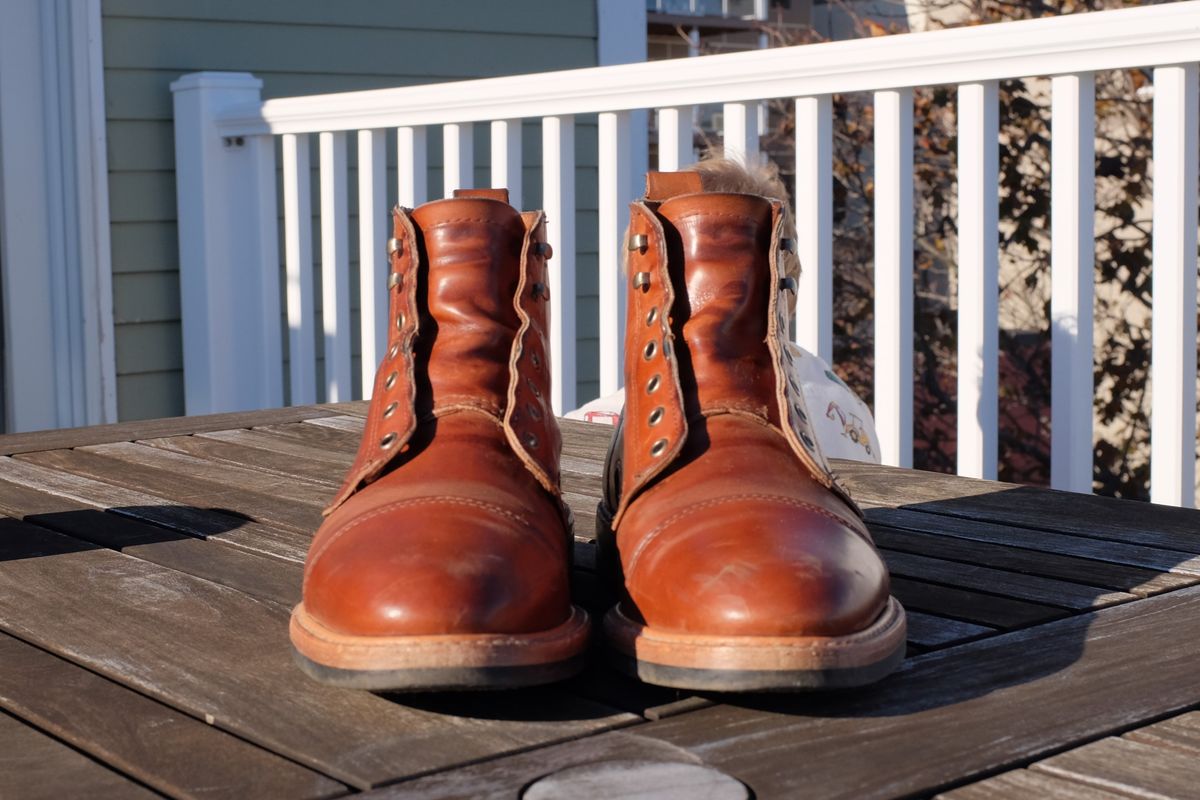 Photo by shoe_enjoy_myself on November 2, 2025 of the Rancourt & Co. Byron Boot in Horween Tan Bulldog.