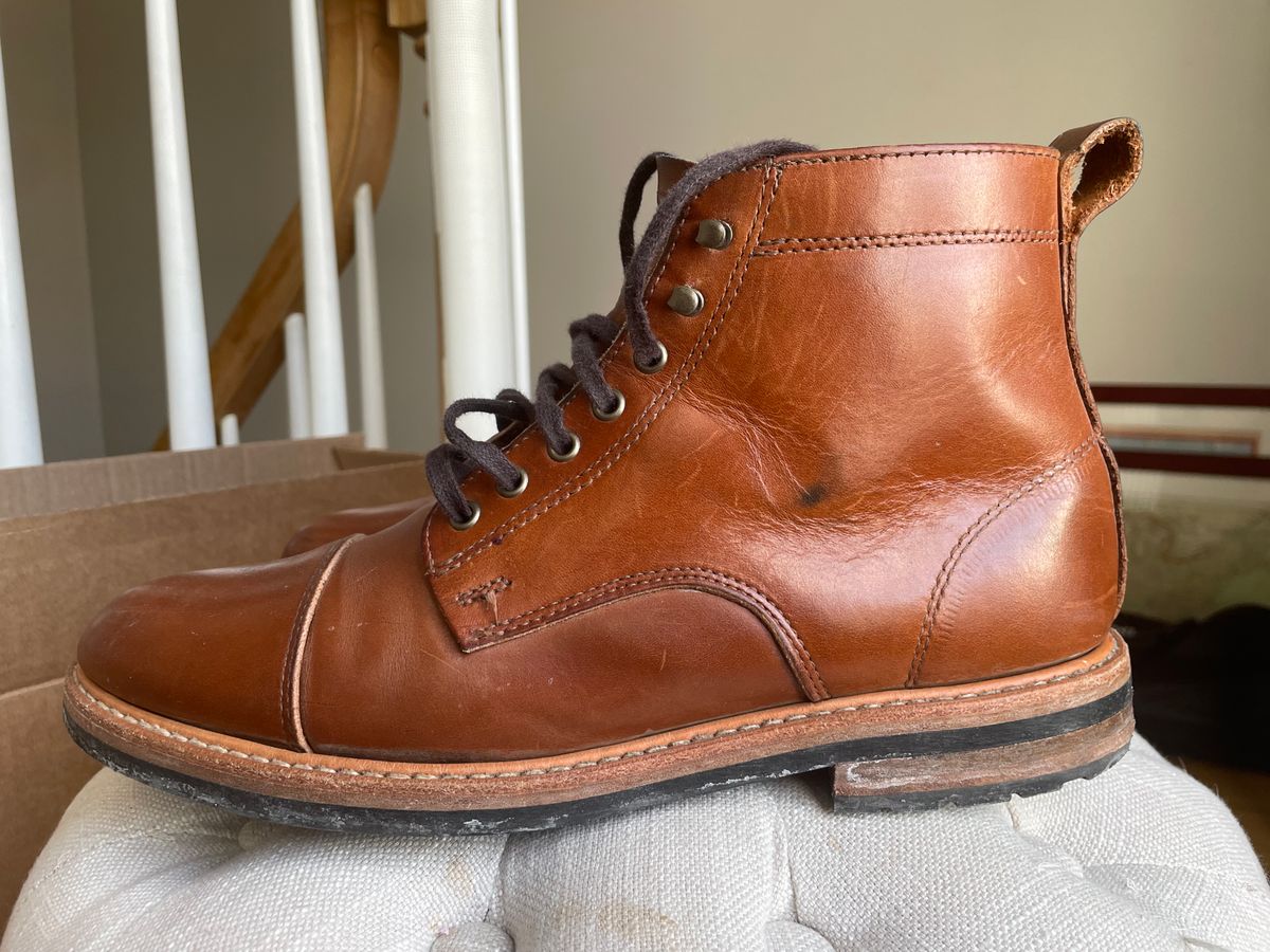 Photo by shoe_enjoy_myself on January 4, 2026 of the Rancourt & Co. Byron Boot in Horween Tan Bulldog.