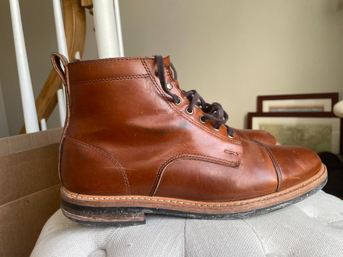 Photo by shoe_enjoy_myself on January 4, 2026 of the Rancourt & Co. Byron Boot in Horween Tan Bulldog.