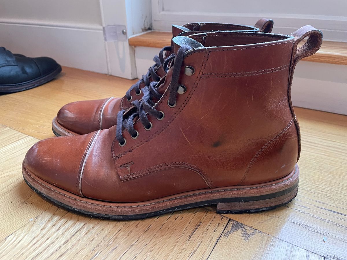 Photo by shoe_enjoy_myself on February 4, 2026 of the Rancourt & Co. Byron Boot in Horween Tan Bulldog.