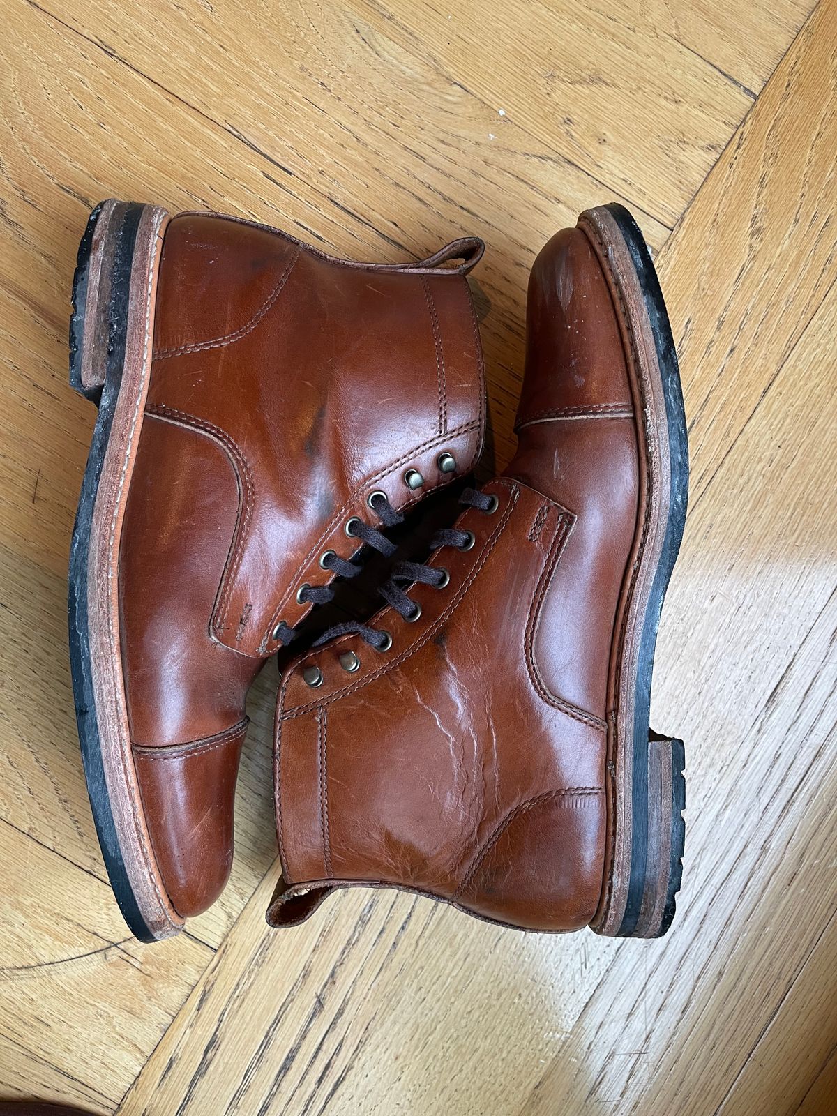 Photo by shoe_enjoy_myself on February 4, 2026 of the Rancourt & Co. Byron Boot in Horween Tan Bulldog.