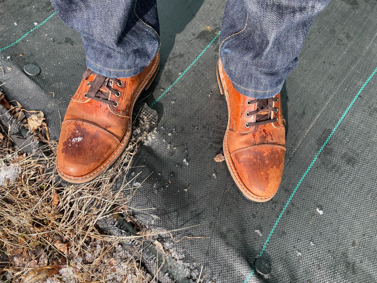 Photo by shoe_enjoy_myself on February 16, 2026 of the Rancourt & Co. Byron Boot in Horween Tan Bulldog.