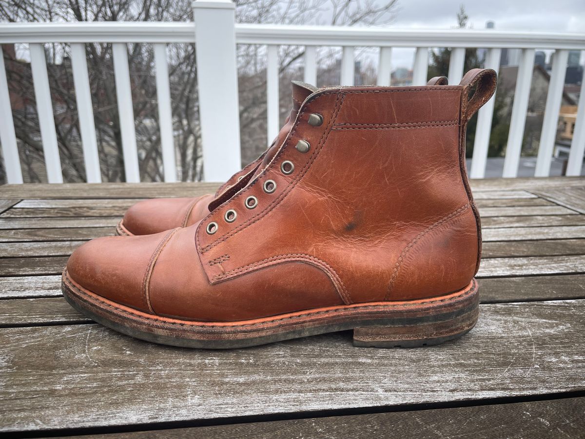Photo by shoe_enjoy_myself on April 2, 2026 of the Rancourt & Co. Byron Boot in Horween Tan Bulldog.