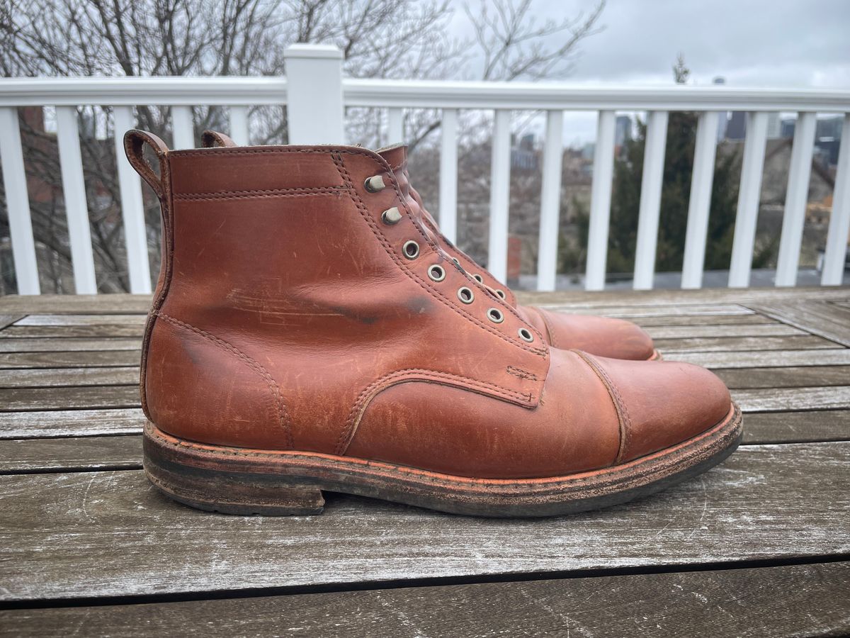 Photo by shoe_enjoy_myself on April 2, 2026 of the Rancourt & Co. Byron Boot in Horween Tan Bulldog.