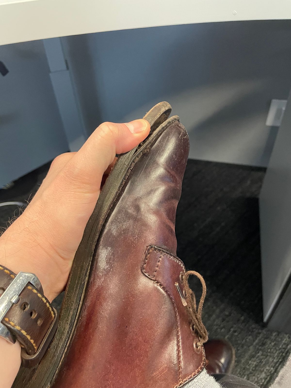 Photo by shoe_enjoy_myself on March 7, 2024 of the Alden Plain Toe Blucher in Horween Color 8 Shell Cordovan.