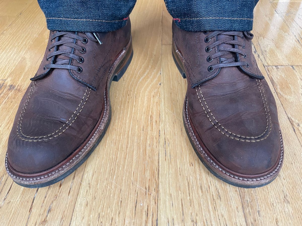 Photo by shoe_enjoy_myself on November 21, 2025 of the Alden Indy Boot in Horween Tobacco Smooth Chamois.