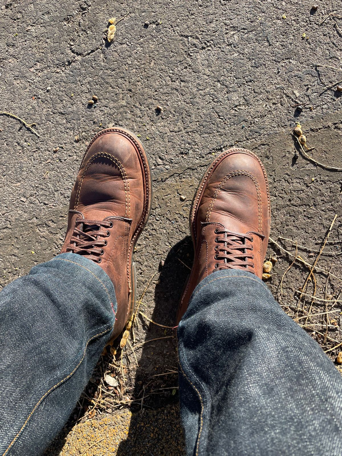 Photo by shoe_enjoy_myself on April 9, 2026 of the Alden Indy Boot in Horween Tobacco Smooth Chamois.