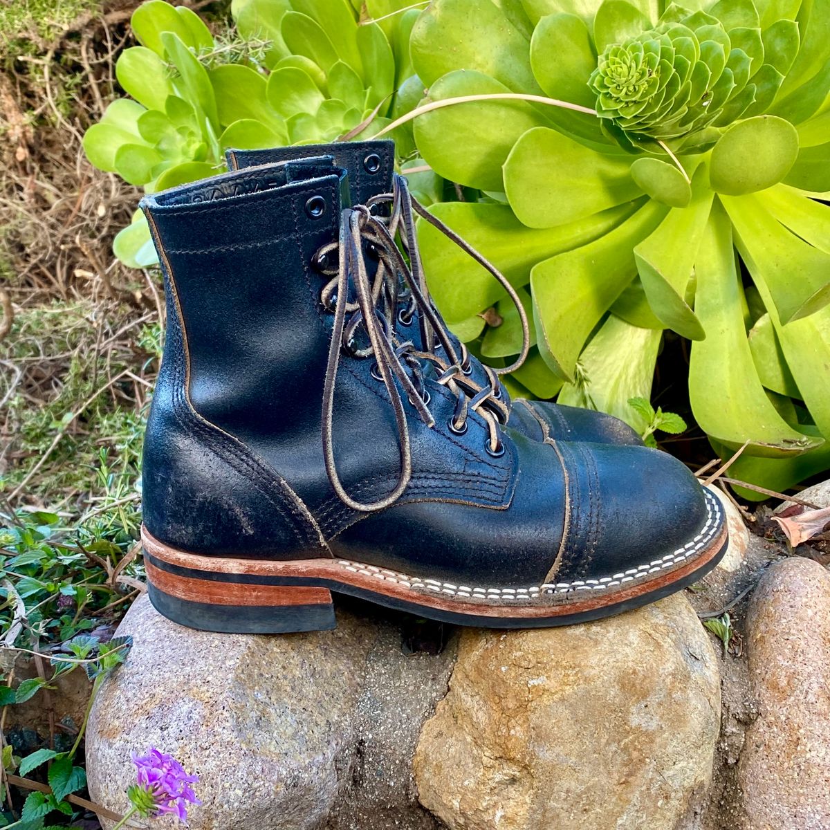 Photo by Maduro355 on April 3, 2025 of the Nicks MTO in Horween Black Waxed Flesh.