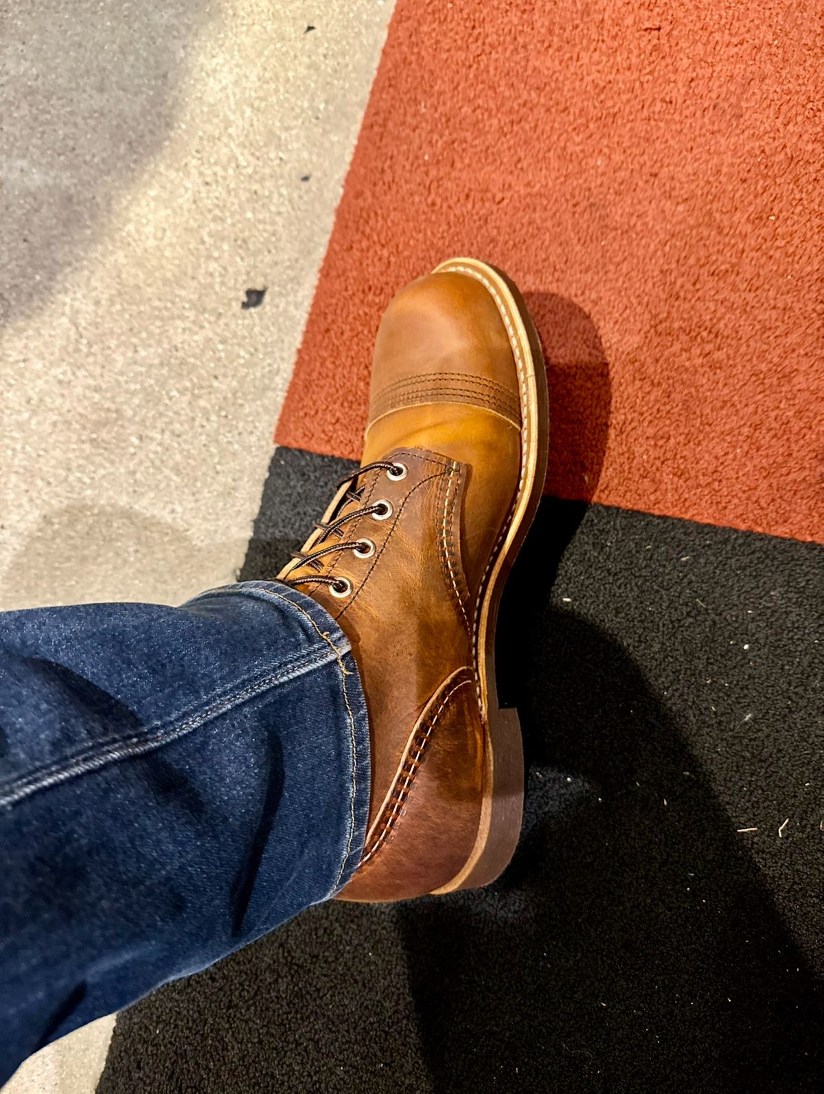 Photo by ER_Stitcher on December 18, 2024 of the Red Wing Iron Ranger in S.B. Foot Copper Rough and Tough.