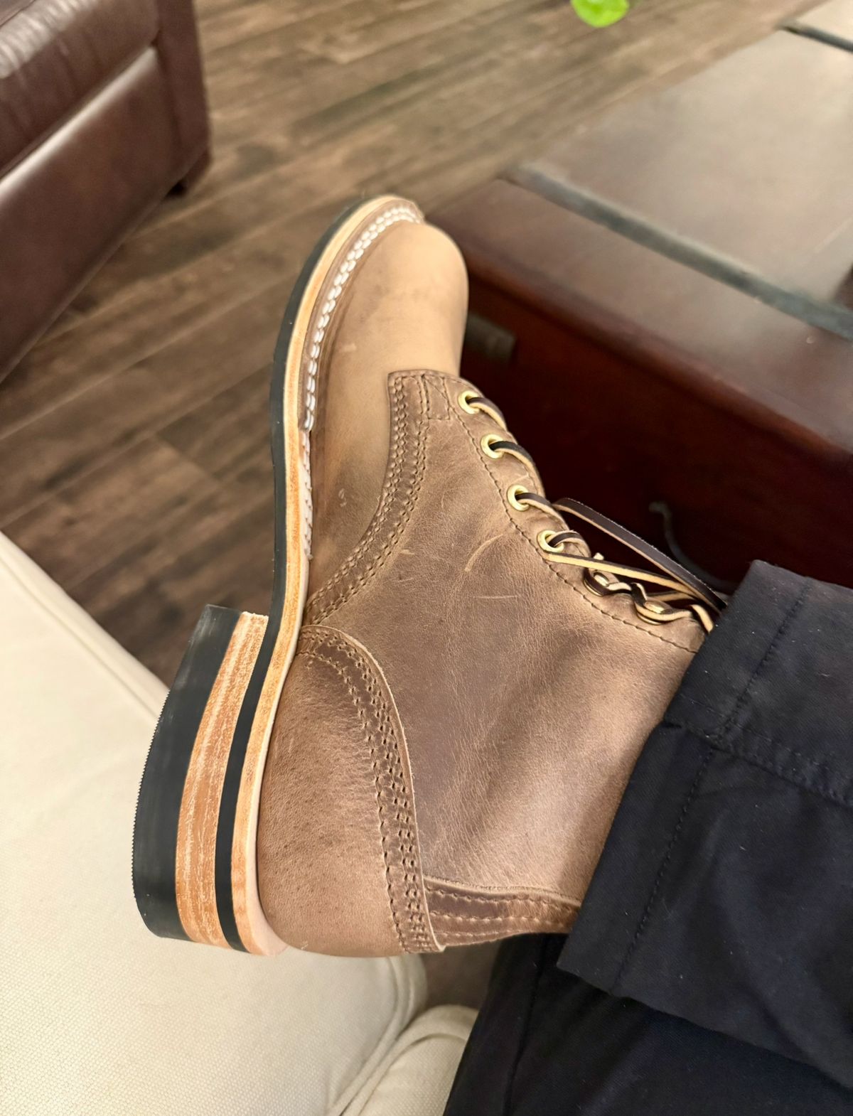 Photo by ER_Stitcher on November 1, 2025 of the Nicks MTO in Horween Natural Predator.