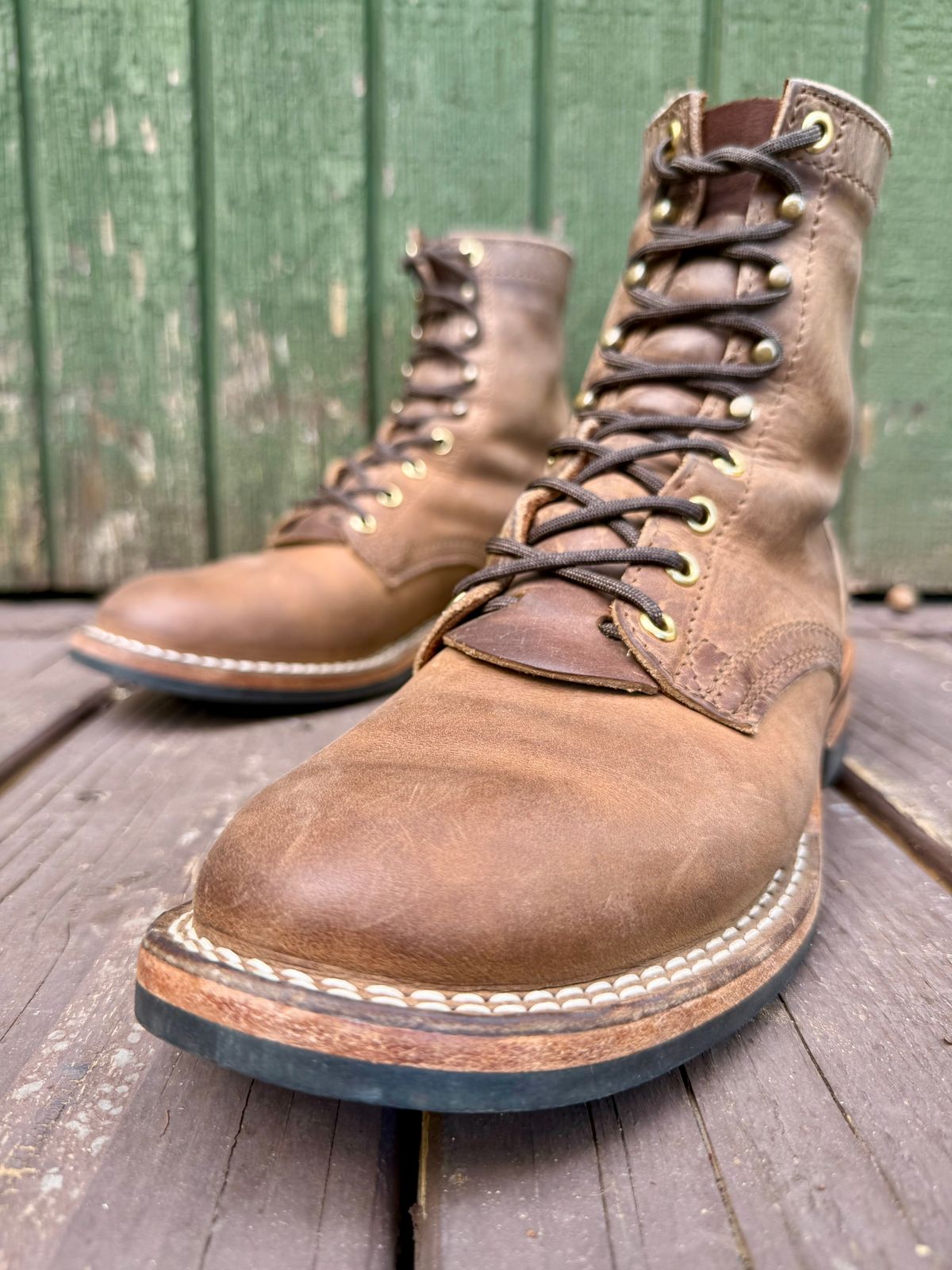 Photo by ER_Stitcher on December 2, 2025 of the Nicks MTO in Horween Natural Predator.