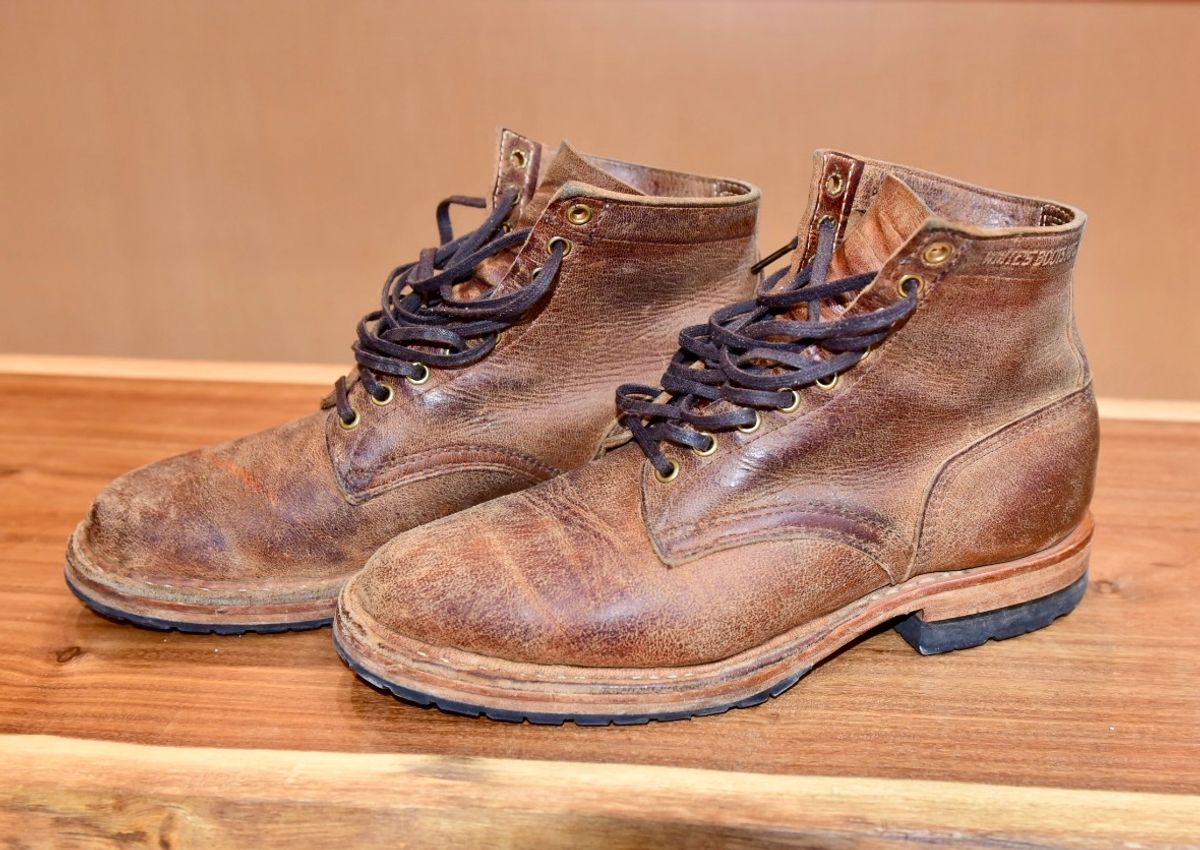 Photo by broakes on January 18, 2025 of the White's MP-Sherman Plain Toe in New Rosewood Waxed Elk Unicorn.