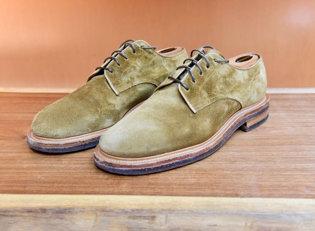 Photo by broakes on May 26, 2025 of the Viberg Rockland Blucher in C.F. Stead Tobacco Janus Calf Suede.