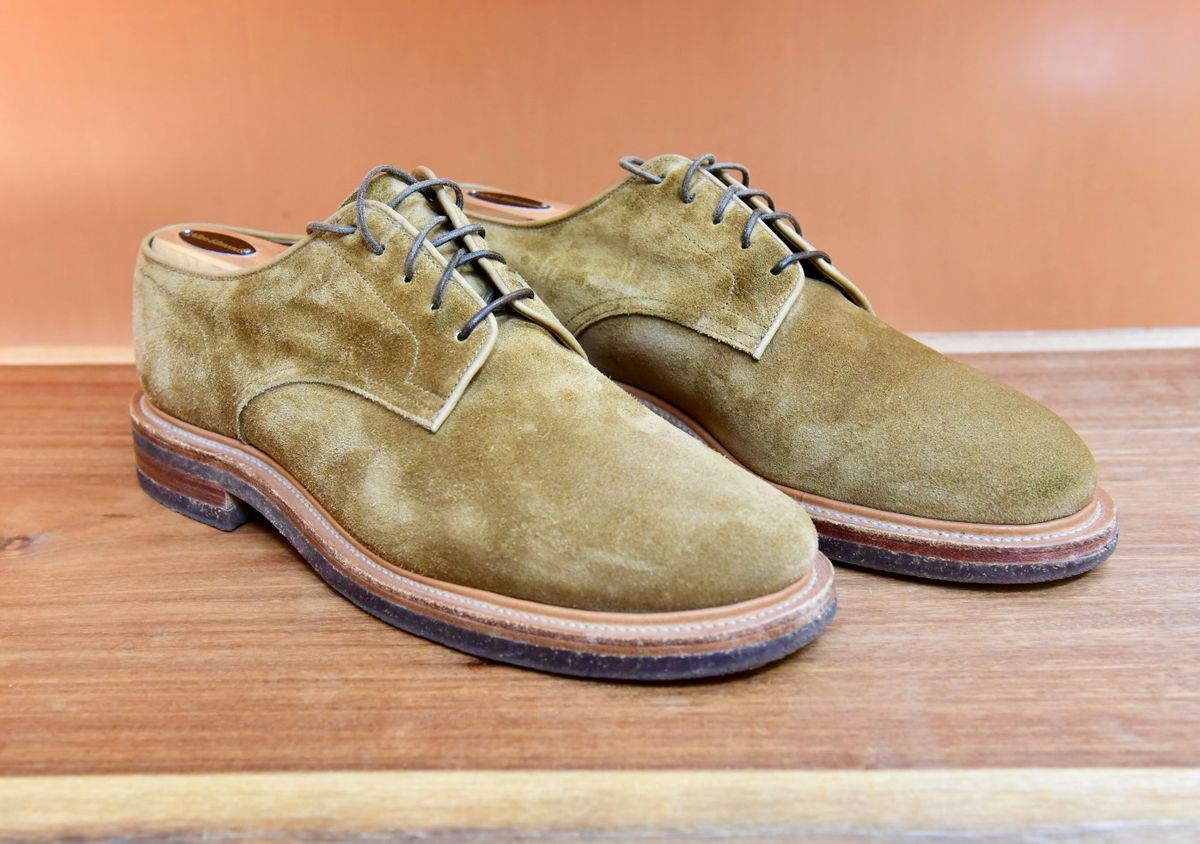 Photo by broakes on May 26, 2025 of the Viberg Rockland Blucher in C.F. Stead Tobacco Janus Calf Suede.