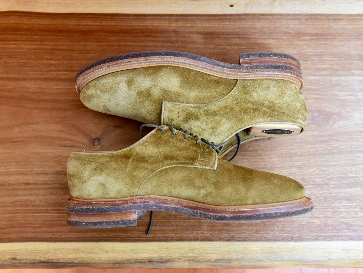 Photo by broakes on May 26, 2025 of the Viberg Rockland Blucher in C.F. Stead Tobacco Janus Calf Suede.