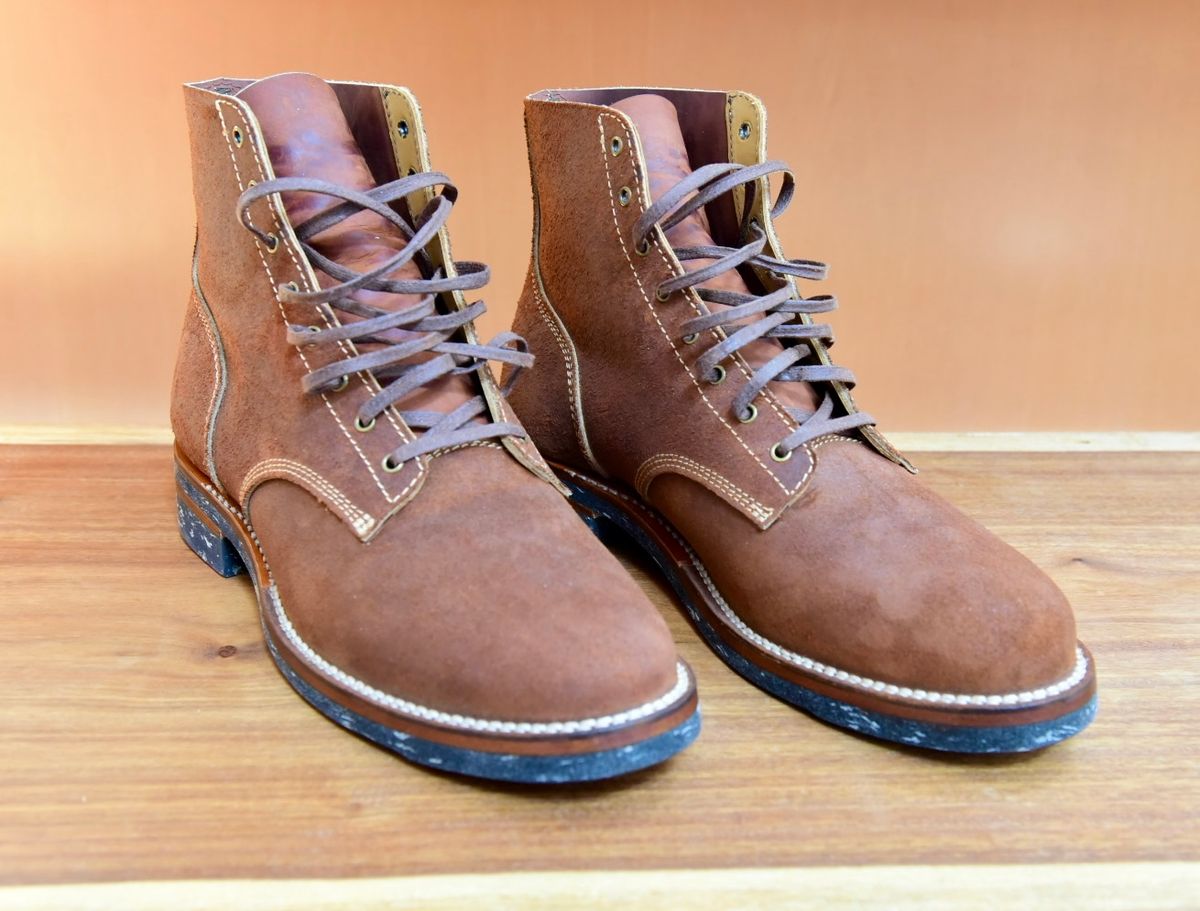 Photo by broakes on May 26, 2025 of the Oldspeed Boondockers in Horween Rust Chamois.